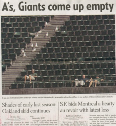 A's, Giants come up empty