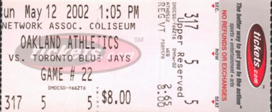 A's vs. Blue Jays ticket